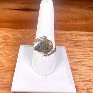 Indian Blanket Jasper Ring Solid Sterling Silver - Sz 10.5